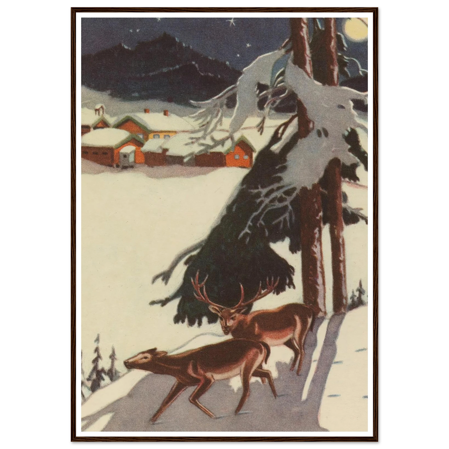 Fox Shadow Under Midnight Pine - Framed Poster - 30x40 cm / 12x16″ - Black frame