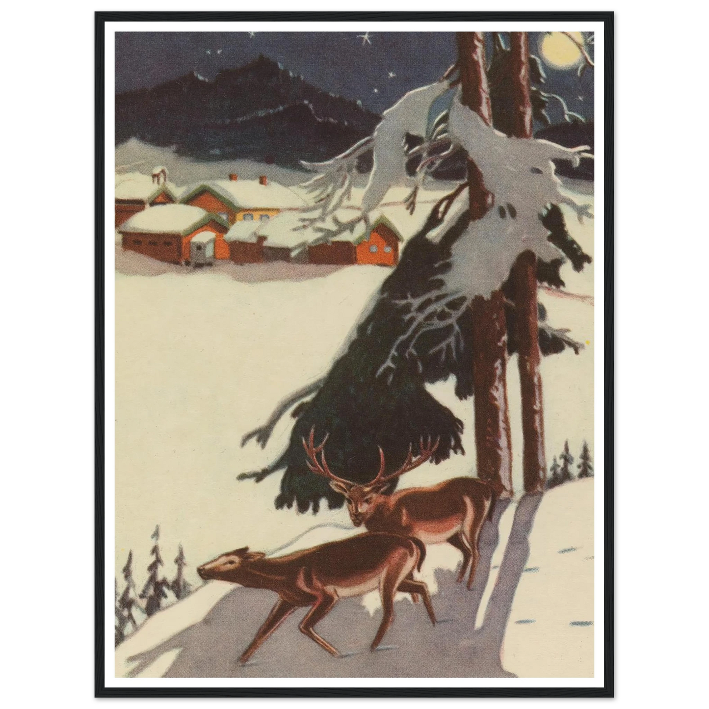 Fox Shadow Under Midnight Pine - Framed Poster - 30x40 cm / 12x16″ - Black frame