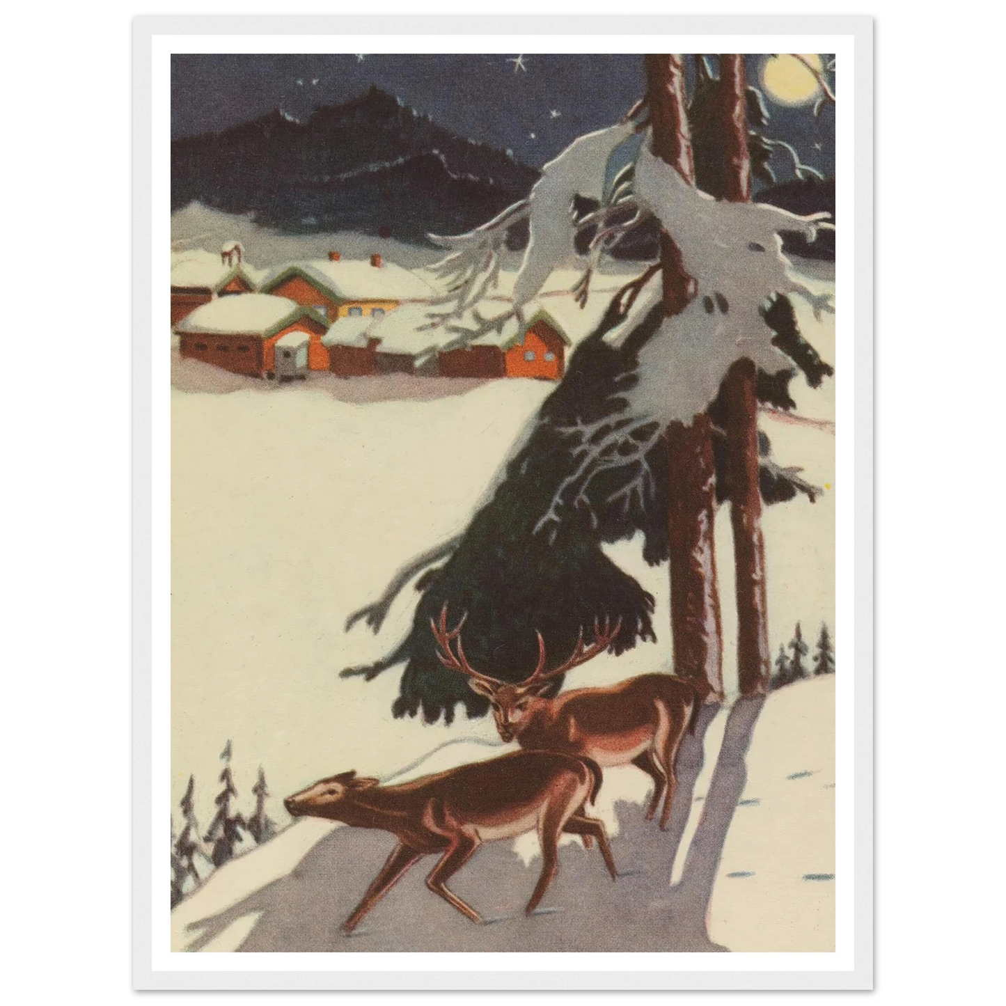 Fox Shadow Under Midnight Pine - Framed Poster - 30x40 cm / 12x16″ - Black frame