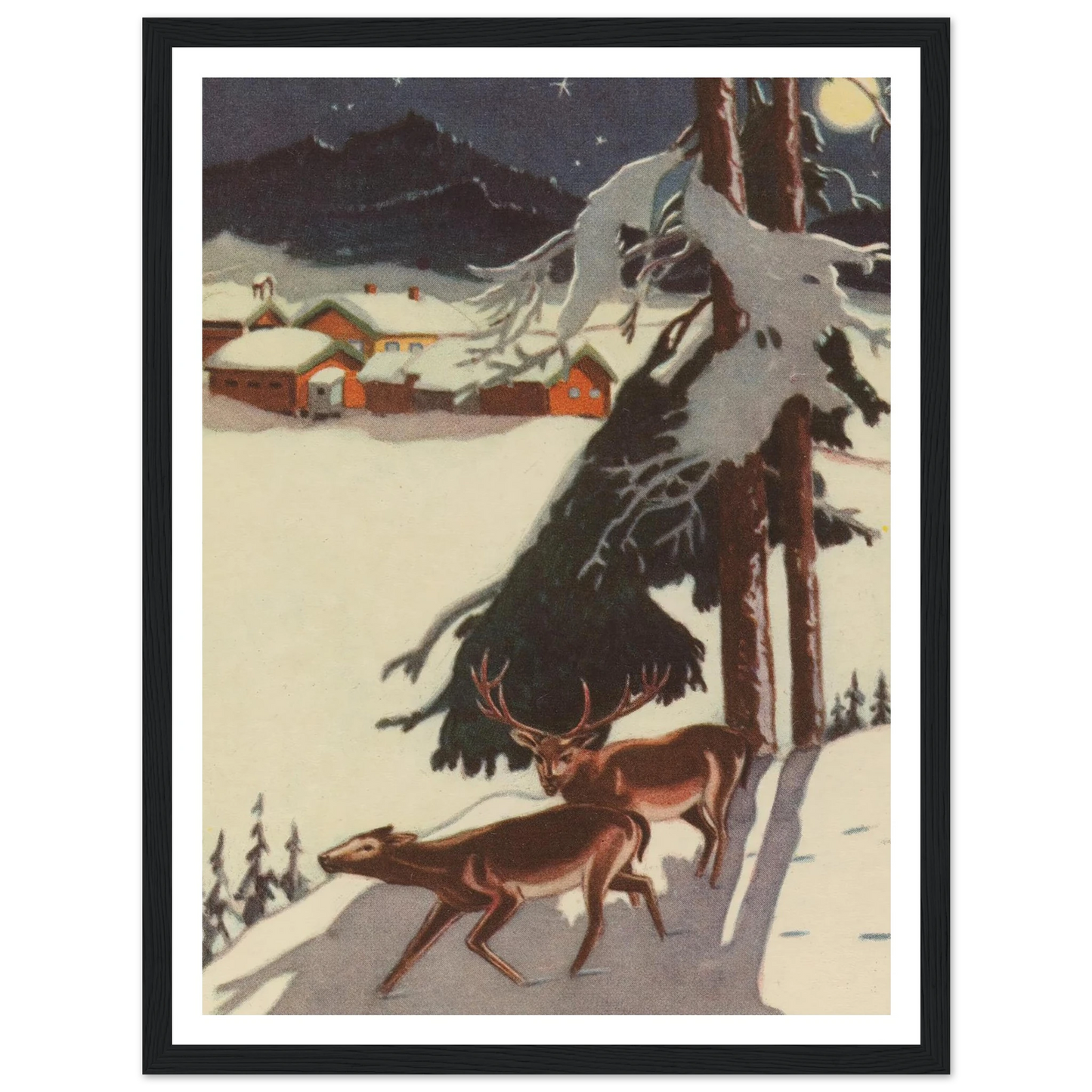 Fox Shadow Under Midnight Pine - Framed Poster - 30x40 cm / 12x16″ - Black frame