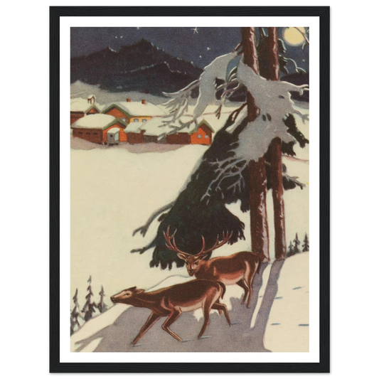 Fox Shadow Under Midnight Pine - Framed Poster - 30x40 cm / 12x16″ - Black frame