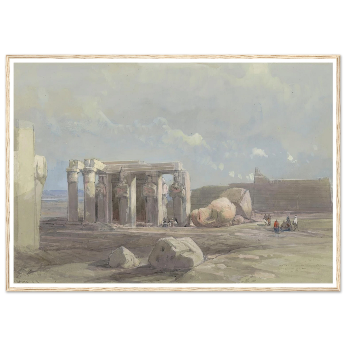 Fragments of a Colossal statue at the Memnonium, Thebes (1838) Art Print | David Roberts - Framed Poster - 30x40 cm / 12x16″ - Black frame