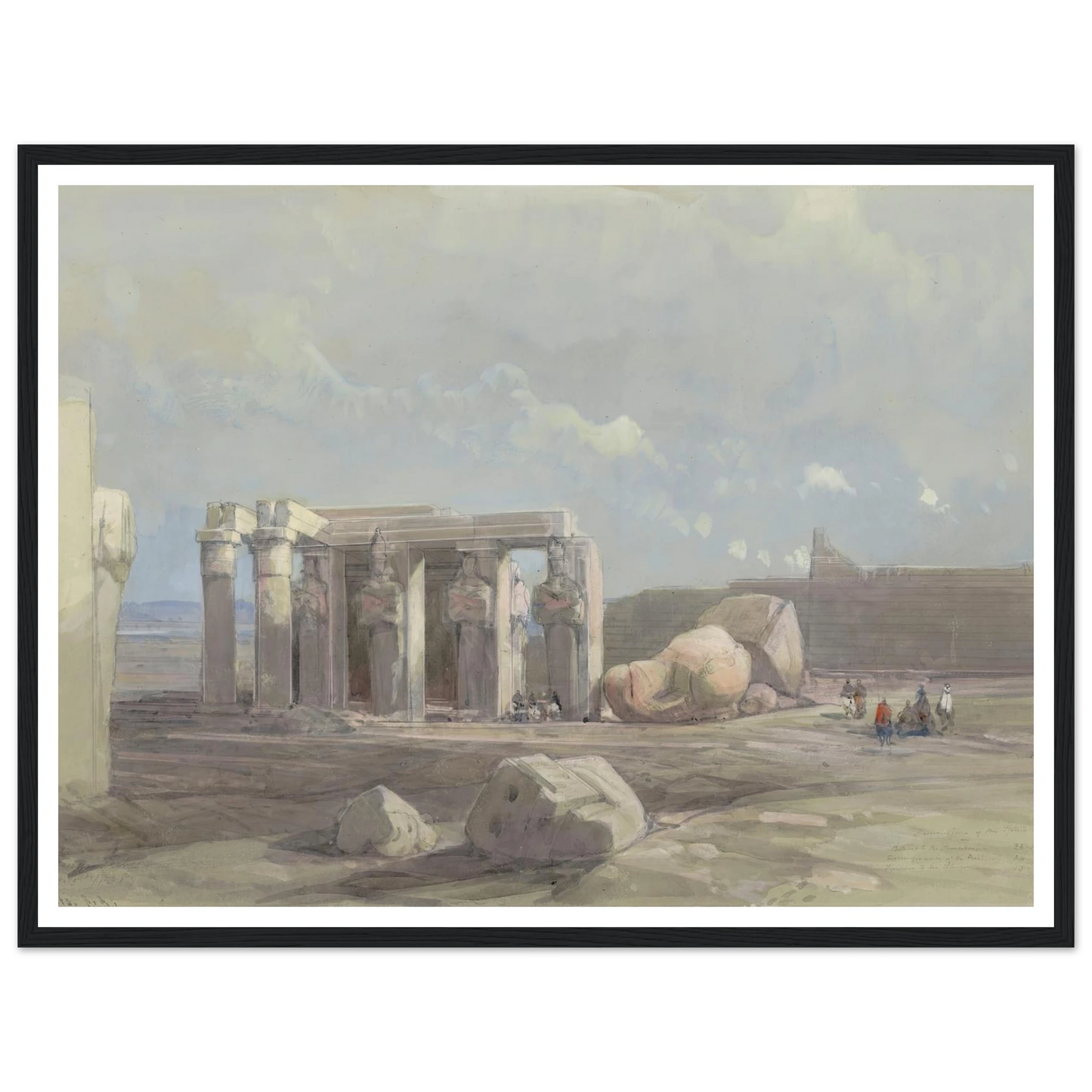 Fragments of a Colossal statue at the Memnonium, Thebes (1838) Art Print | David Roberts - Framed Poster - 30x40 cm / 12x16″ - Black frame
