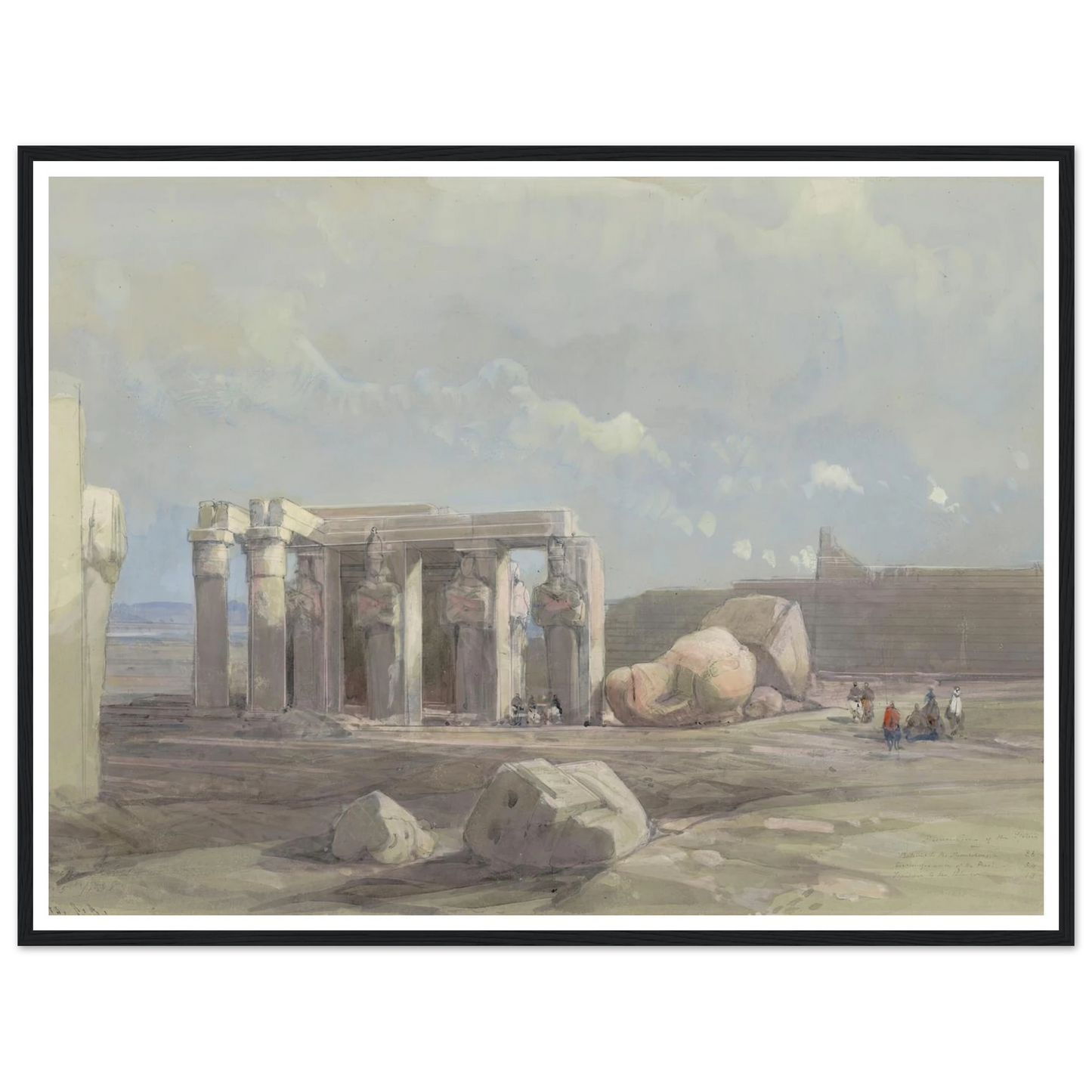 Fragments of a Colossal statue at the Memnonium, Thebes (1838) Art Print | David Roberts - Framed Poster - 30x40 cm / 12x16″ - Black frame