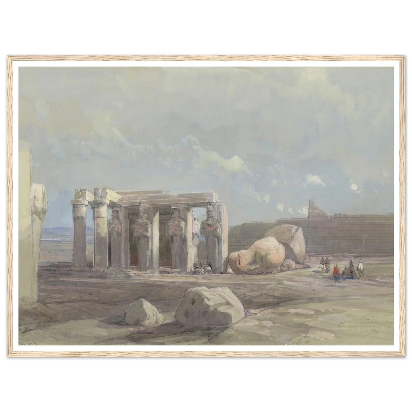 Fragments of a Colossal statue at the Memnonium, Thebes (1838) Art Print | David Roberts - Framed Poster - 30x40 cm / 12x16″ - Black frame