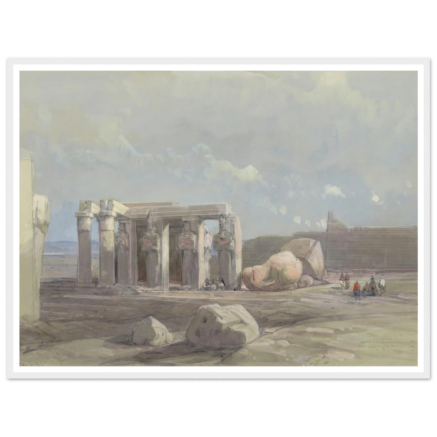 Fragments of a Colossal statue at the Memnonium, Thebes (1838) Art Print | David Roberts - Framed Poster - 30x40 cm / 12x16″ - Black frame