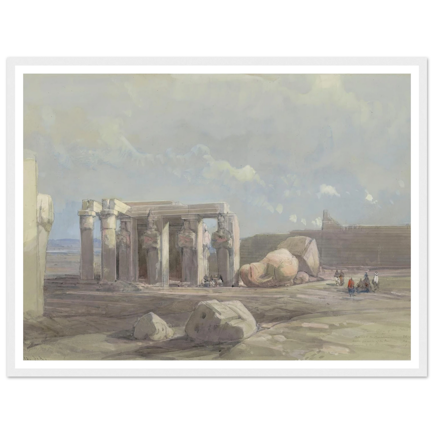 Fragments of a Colossal statue at the Memnonium, Thebes (1838) Art Print | David Roberts - Framed Poster - 30x40 cm / 12x16″ - Black frame