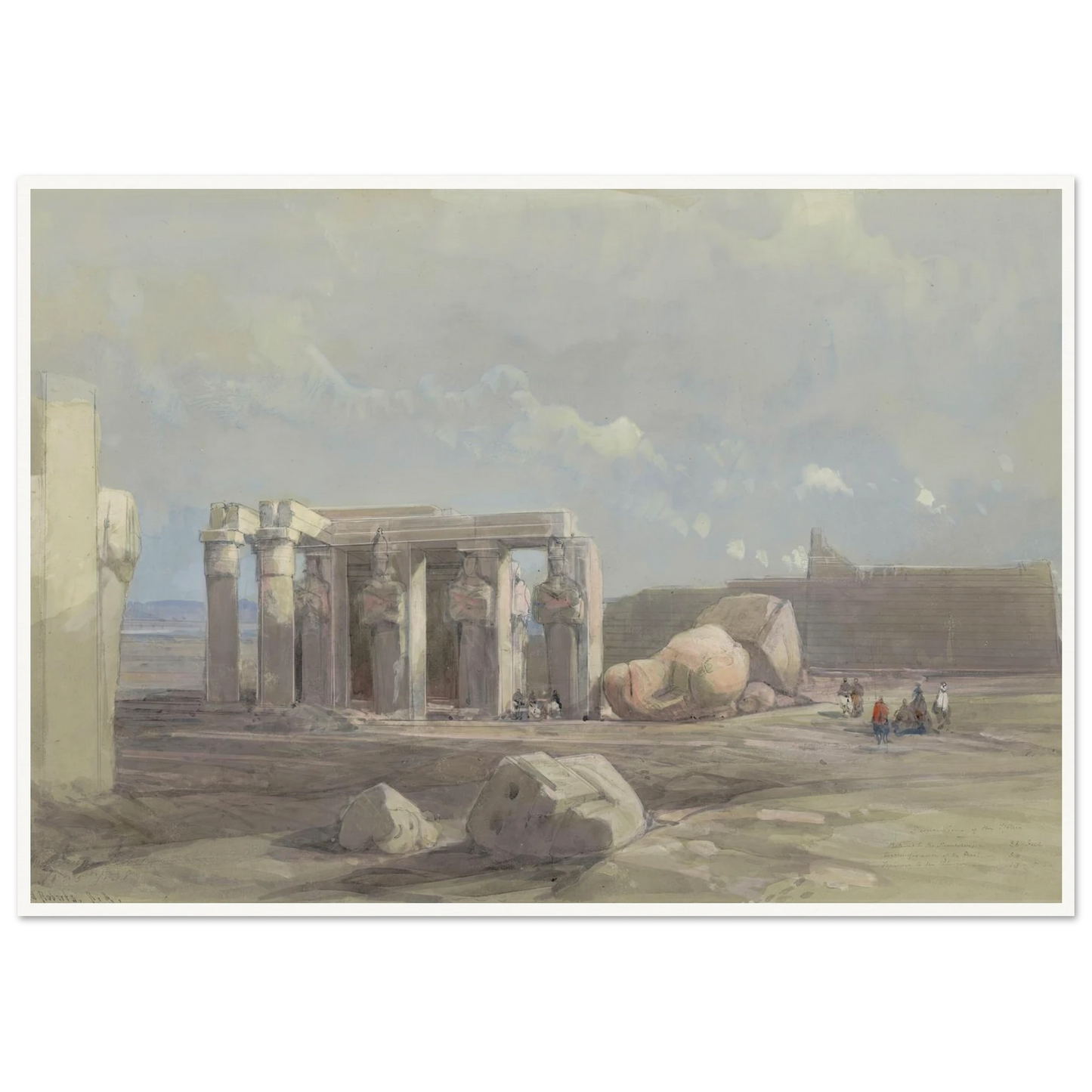 Fragments of a Colossal statue at the Memnonium, Thebes (1838) Art Print | David Roberts - Framed Poster - 30x40 cm / 12x16″ - Black frame