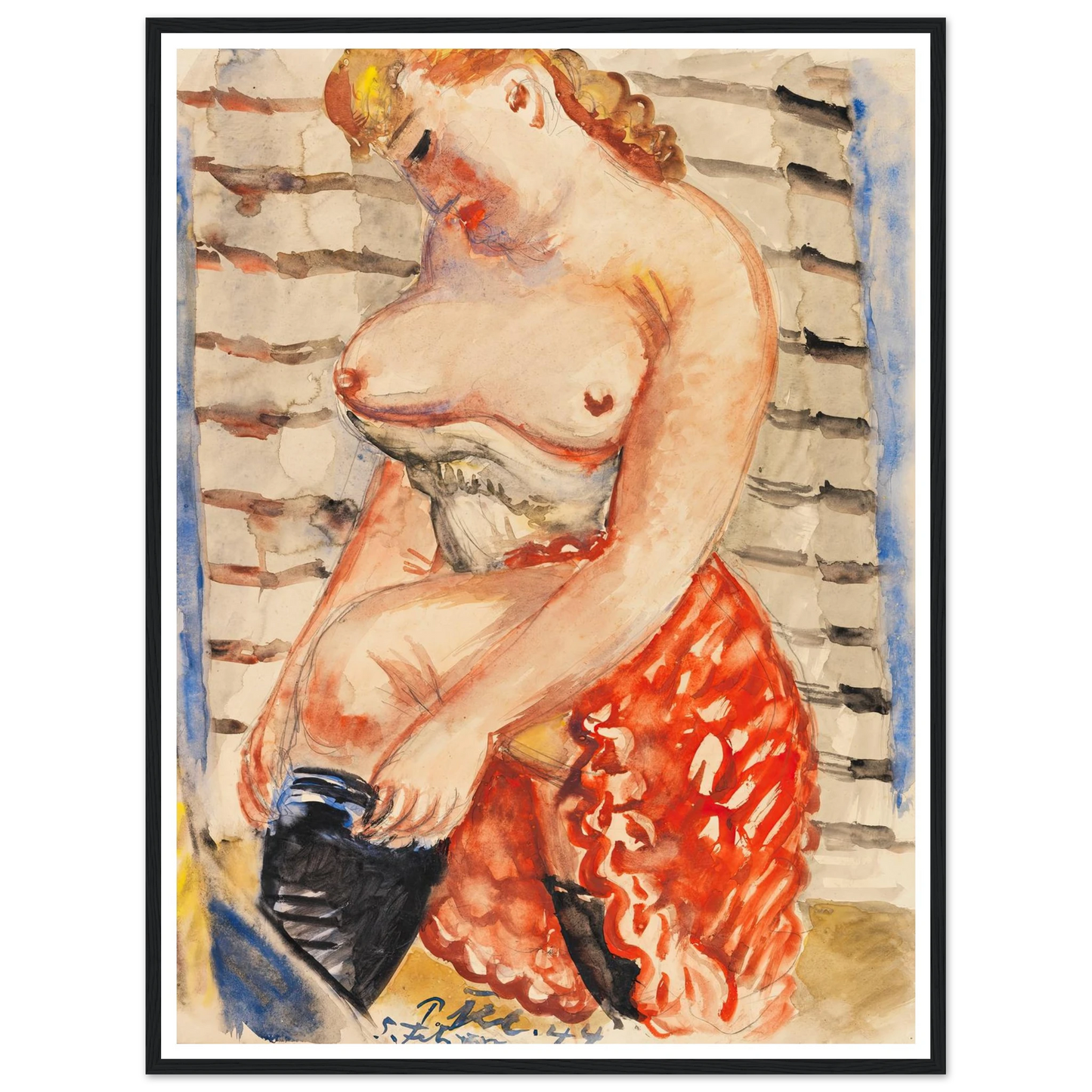 Frau mit schwarzen Strümpfen (1944) Art Print | Paul Kleinschmidt - Framed Poster - 30x40 cm / 12x16″ - Black frame