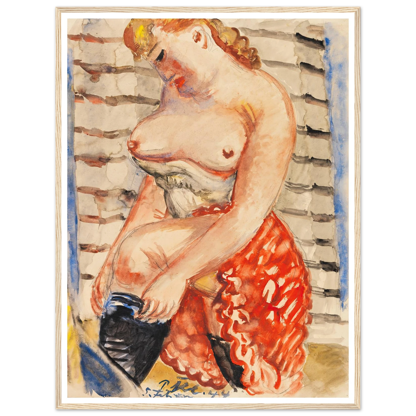 Frau mit schwarzen Strümpfen (1944) Art Print | Paul Kleinschmidt - Framed Poster - 30x40 cm / 12x16″ - Black frame