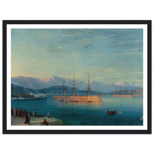 French Ships Departing the Black Sea (1871) Art Print | Ivan Konstantinovich Aivazovsky - Framed Poster - 30x40 cm / 12x16″ - Black frame