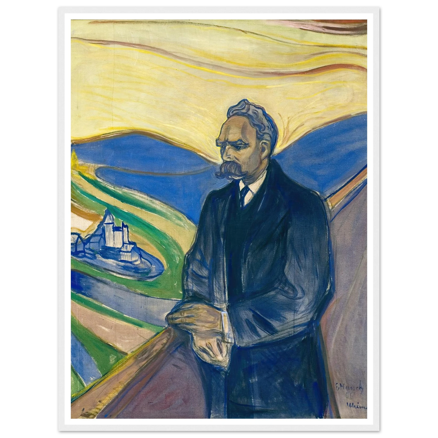 Friedrich Nietzsche (1906) Art Print | Edvard Munch - Framed Poster - 30x40 cm / 12x16″ - Black frame