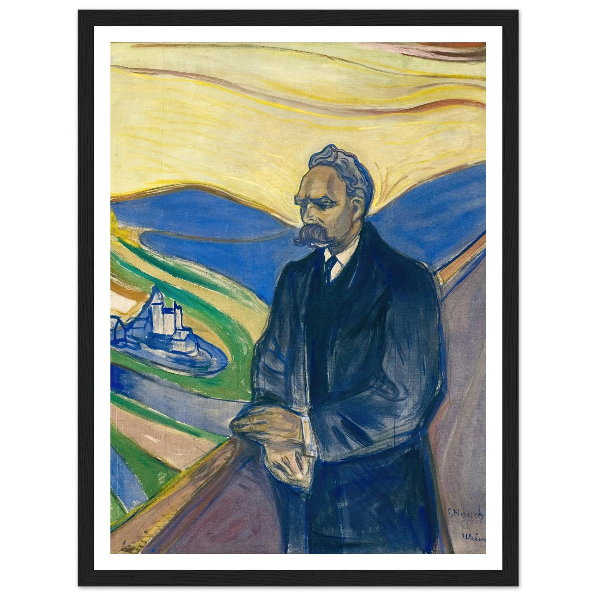 Friedrich Nietzsche (1906) Art Print | Edvard Munch - Framed Poster - 30x40 cm / 12x16″ - Black frame