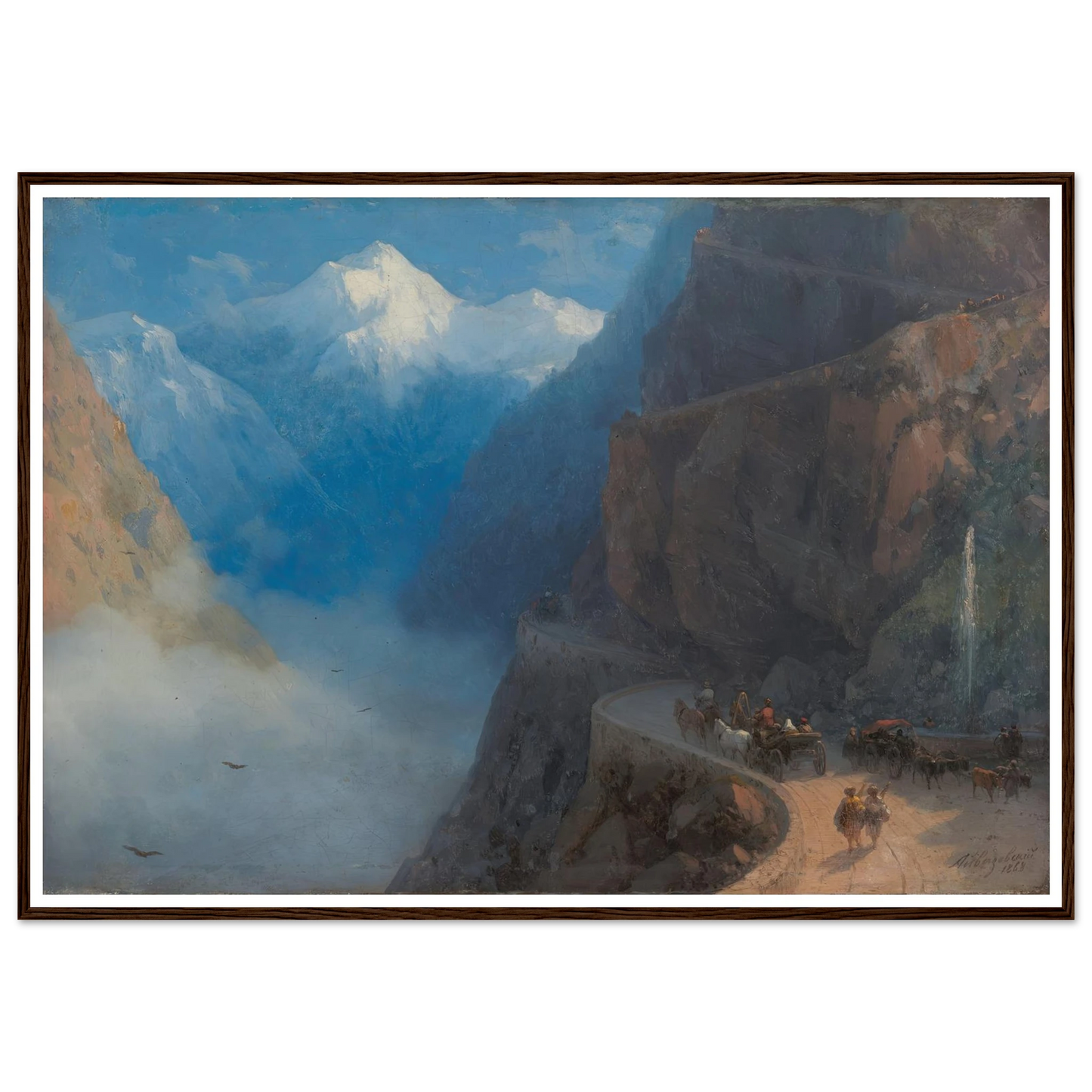 From Mleta to Gudauri (1868) Art Print | Ivan Konstantinovich Aivazovsky - Framed Poster - 30x40 cm / 12x16″ - Black frame