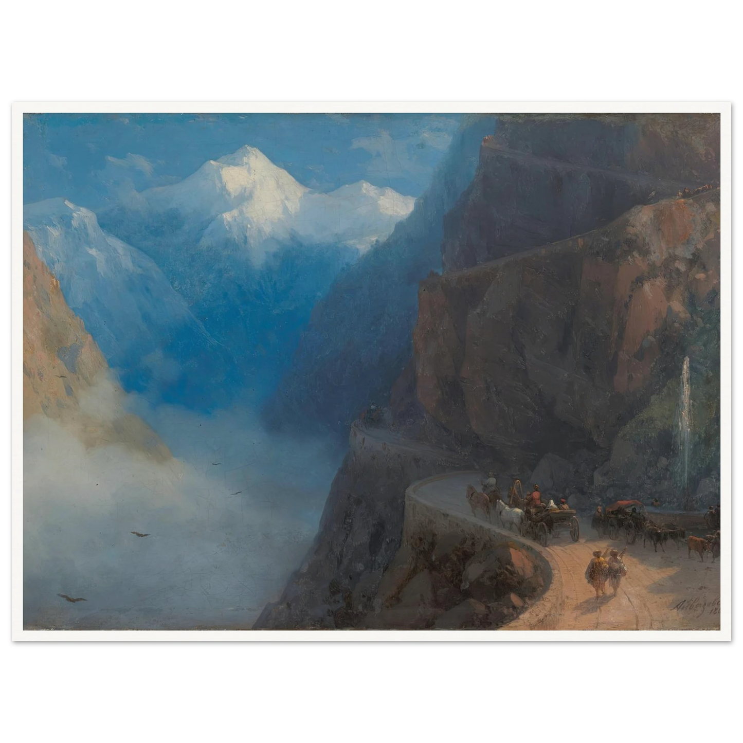 From Mleta to Gudauri (1868) Art Print | Ivan Konstantinovich Aivazovsky - Framed Poster - 30x40 cm / 12x16″ - Black frame