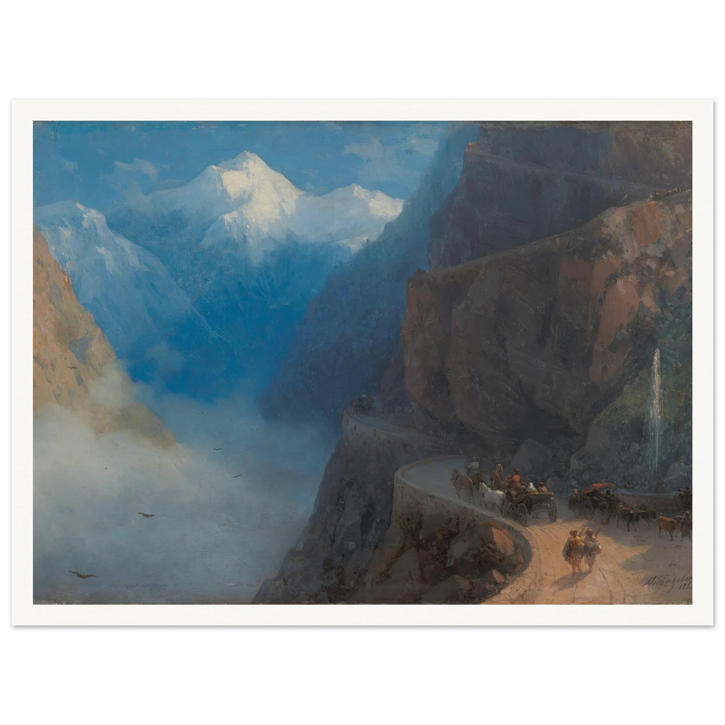 From Mleta to Gudauri (1868) Art Print | Ivan Konstantinovich Aivazovsky - Framed Poster - 30x40 cm / 12x16″ - Black frame