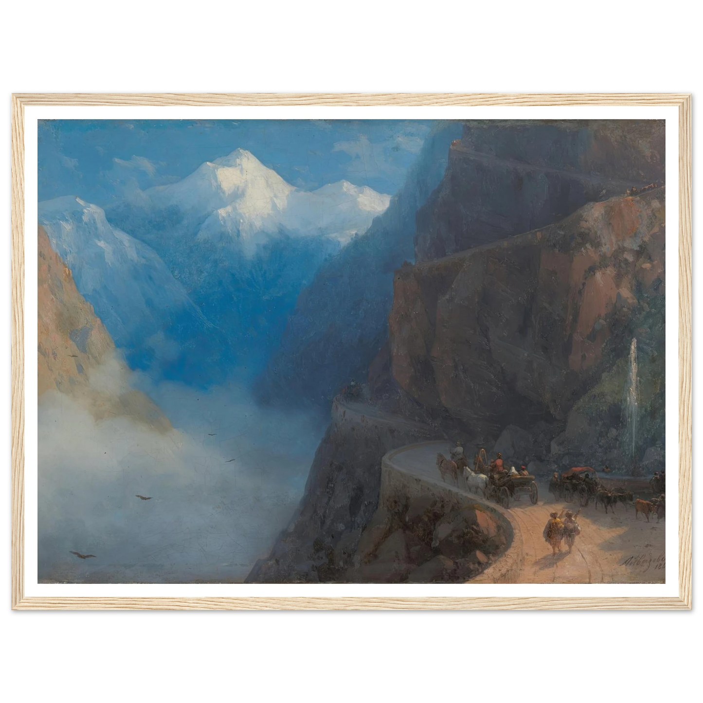 From Mleta to Gudauri (1868) Art Print | Ivan Konstantinovich Aivazovsky - Framed Poster - 30x40 cm / 12x16″ - Black frame