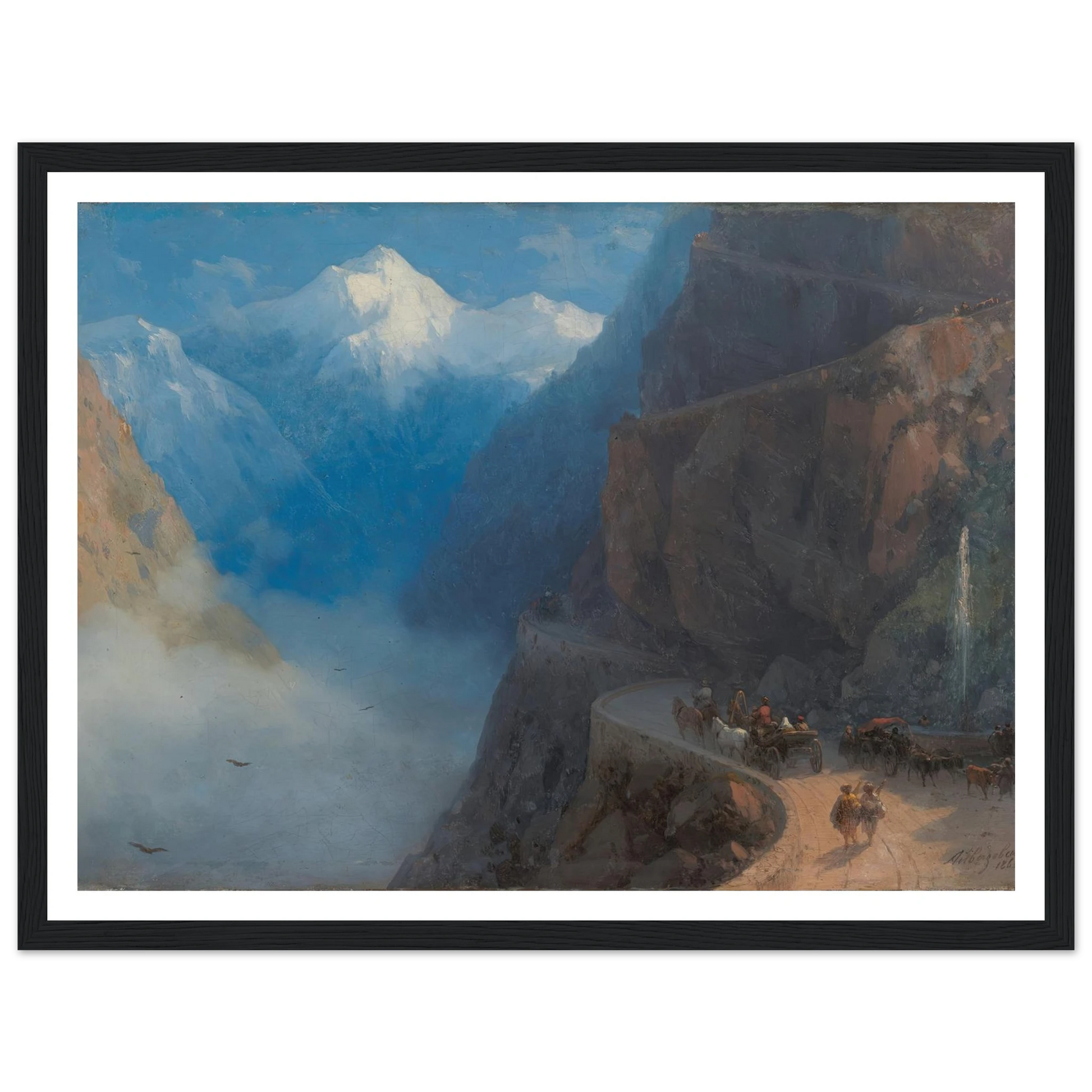 From Mleta to Gudauri (1868) Art Print | Ivan Konstantinovich Aivazovsky - Framed Poster - 30x40 cm / 12x16″ - Black frame