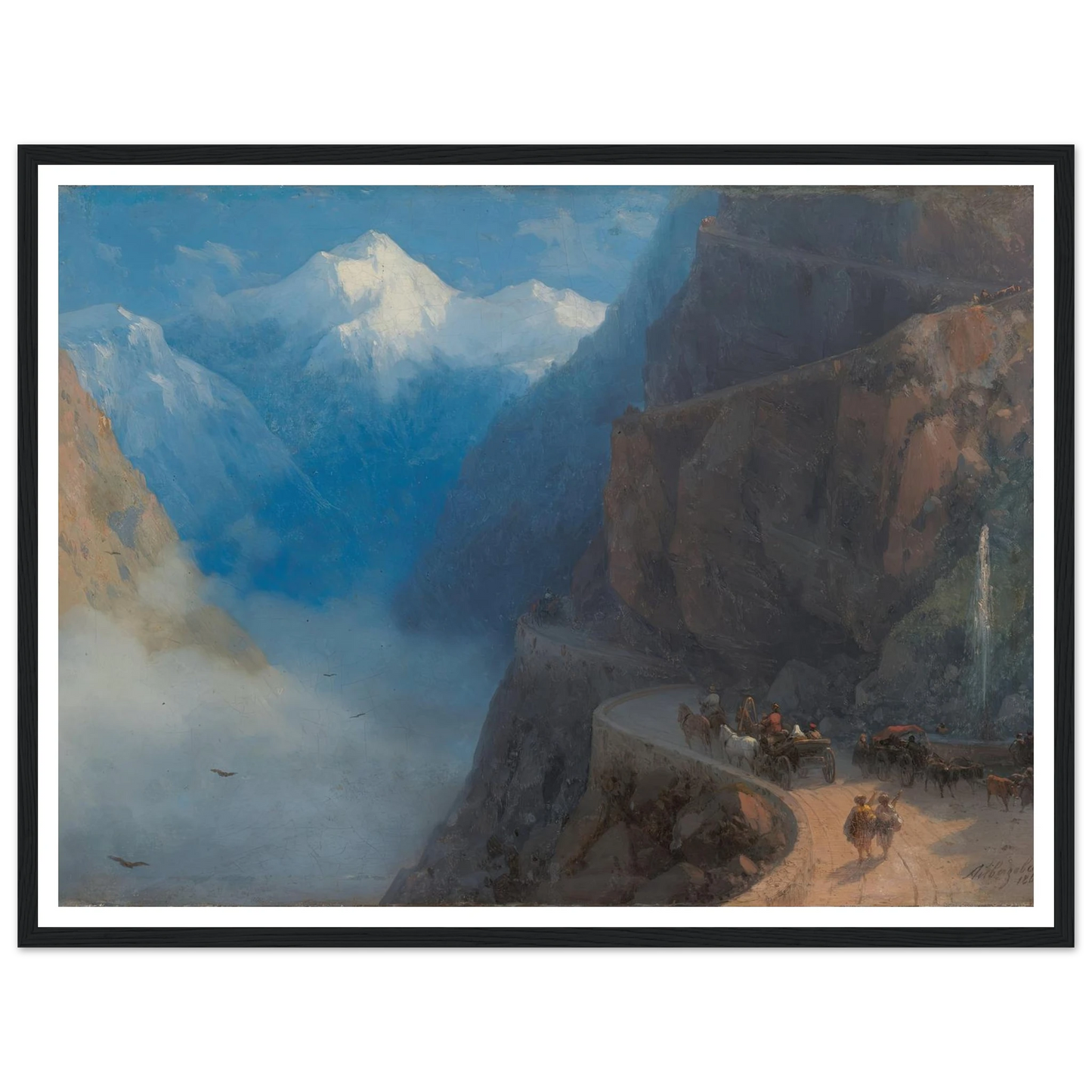 From Mleta to Gudauri (1868) Art Print | Ivan Konstantinovich Aivazovsky - Framed Poster - 30x40 cm / 12x16″ - Black frame