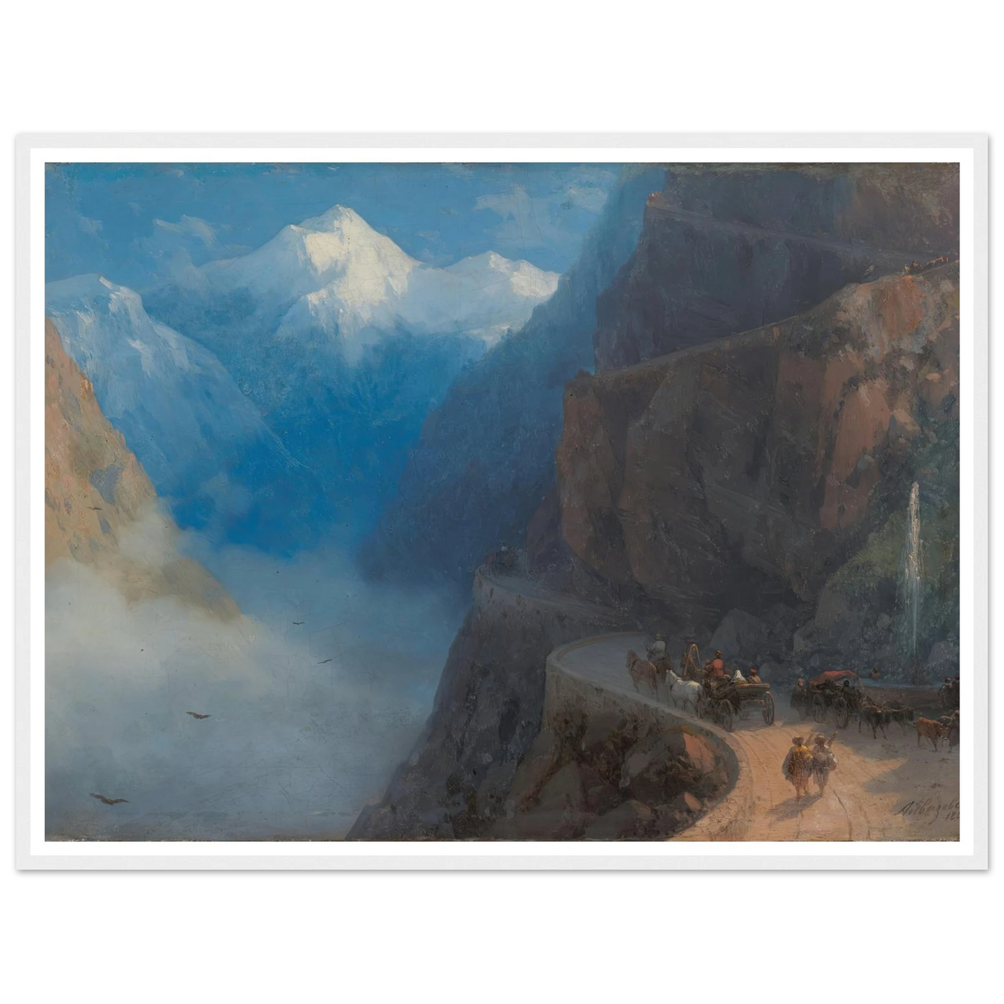 From Mleta to Gudauri (1868) Art Print | Ivan Konstantinovich Aivazovsky - Framed Poster - 30x40 cm / 12x16″ - Black frame