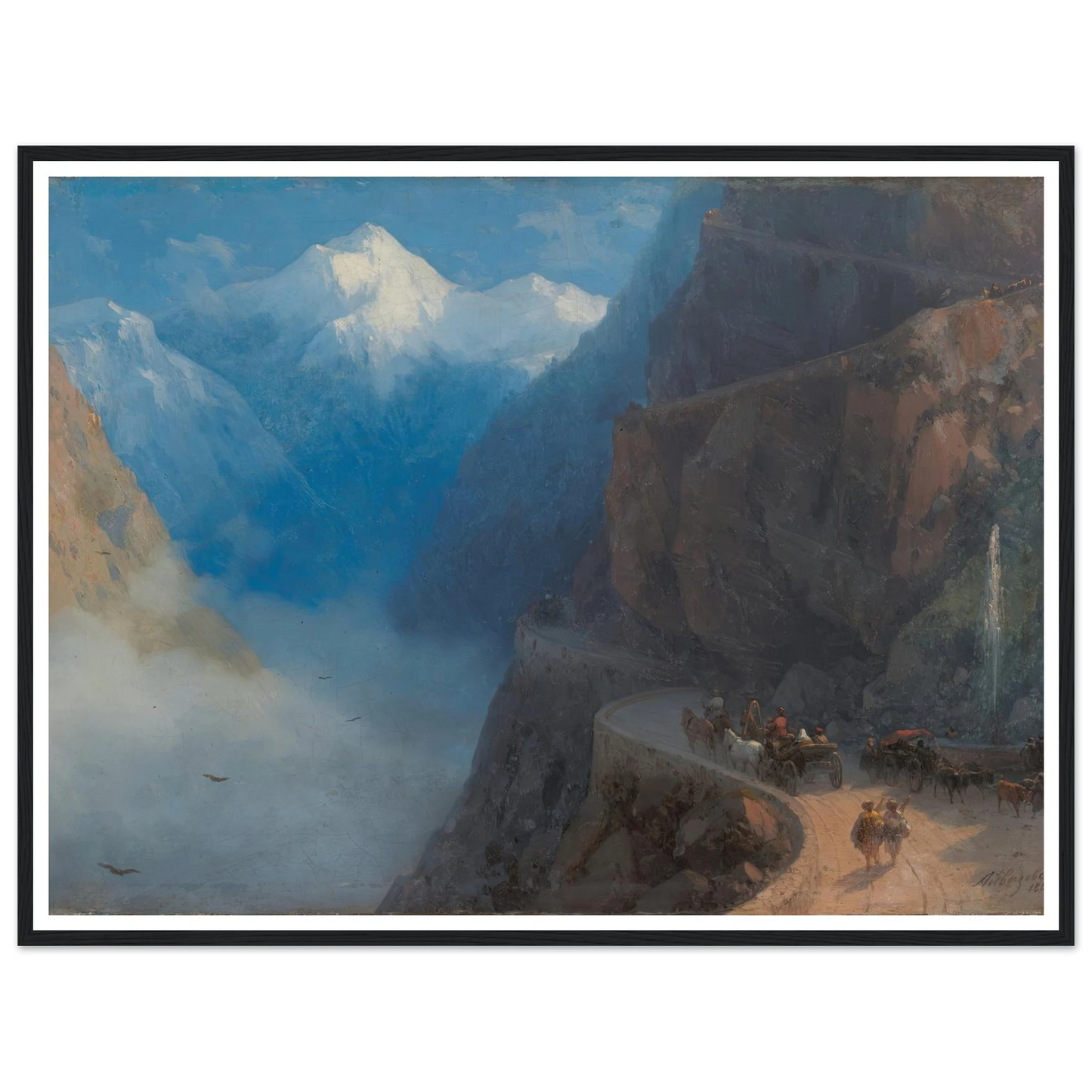 From Mleta to Gudauri (1868) Art Print | Ivan Konstantinovich Aivazovsky - Framed Poster - 30x40 cm / 12x16″ - Black frame