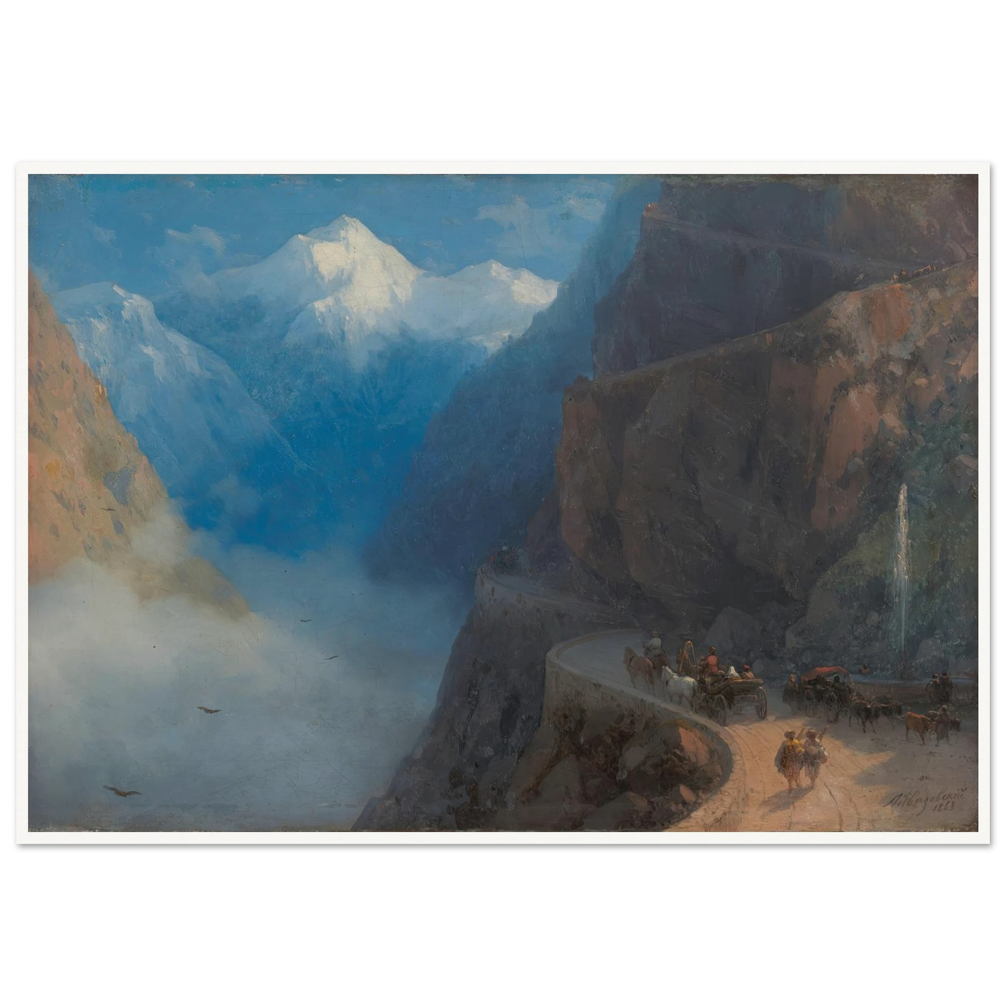 From Mleta to Gudauri (1868) Art Print | Ivan Konstantinovich Aivazovsky - Framed Poster - 30x40 cm / 12x16″ - Black frame