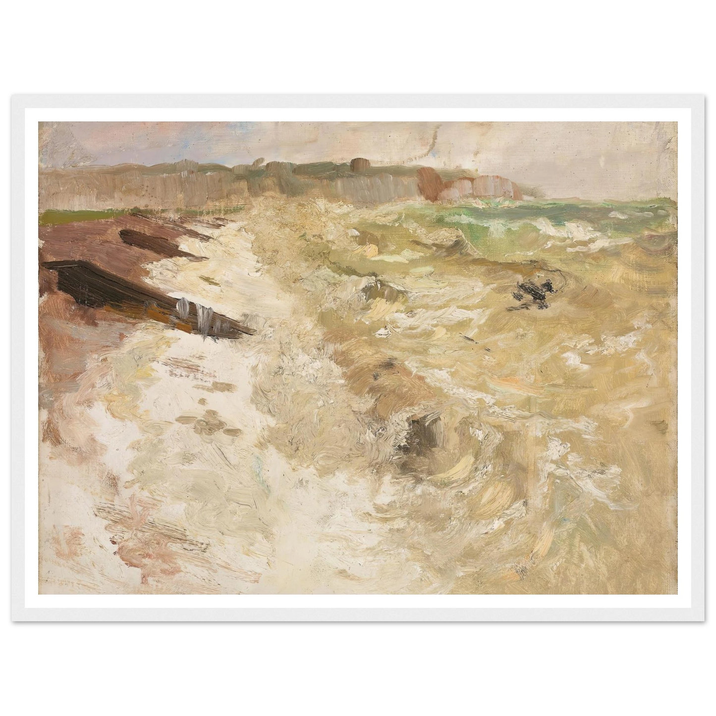 From the Beach at Dieppe (1897) Art Print | Frits Thaulow - Framed Poster - 30x40 cm / 12x16″ - Black frame