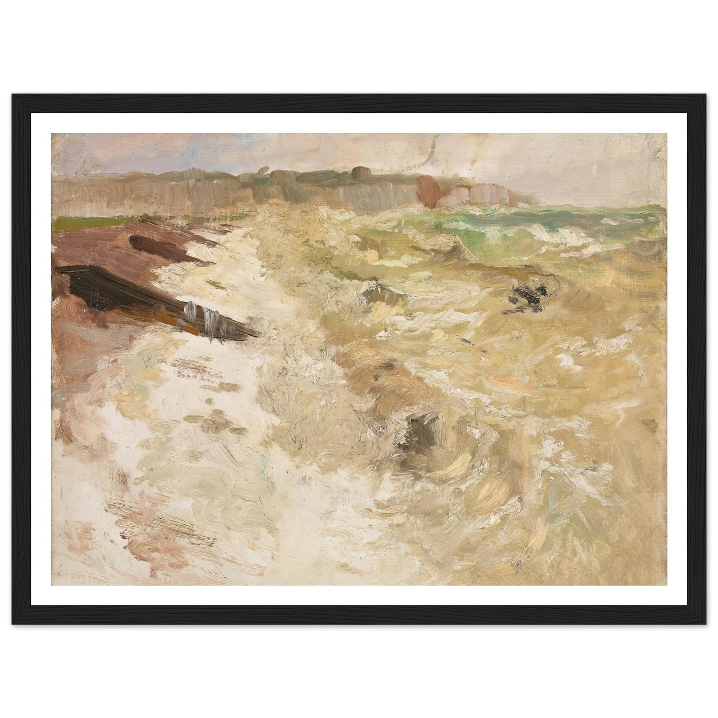 From the Beach at Dieppe (1897) Art Print | Frits Thaulow - Framed Poster - 30x40 cm / 12x16″ - Black frame