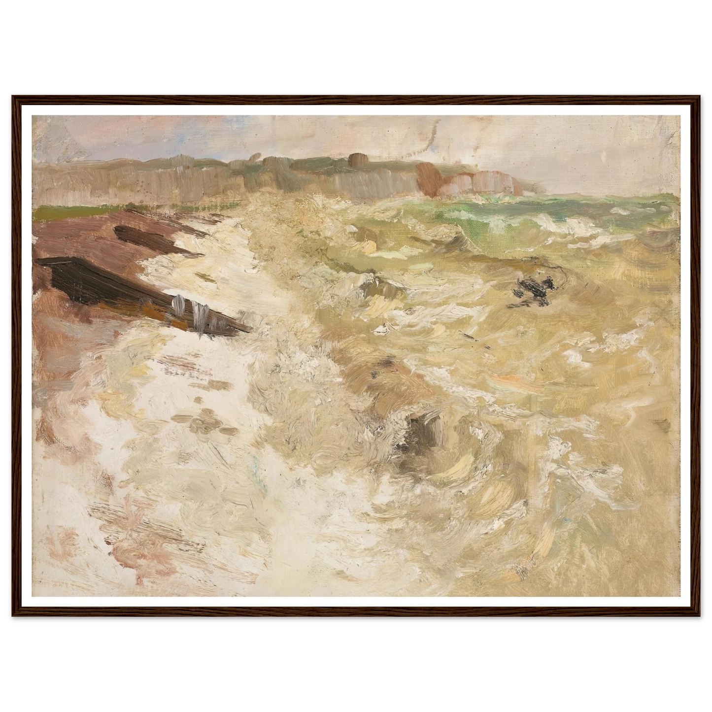 From the Beach at Dieppe (1897) Art Print | Frits Thaulow - Framed Poster - 30x40 cm / 12x16″ - Black frame