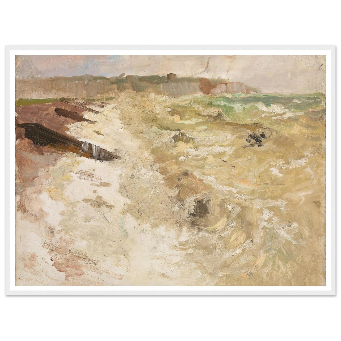 From the Beach at Dieppe (1897) Art Print | Frits Thaulow - Framed Poster - 30x40 cm / 12x16″ - Black frame