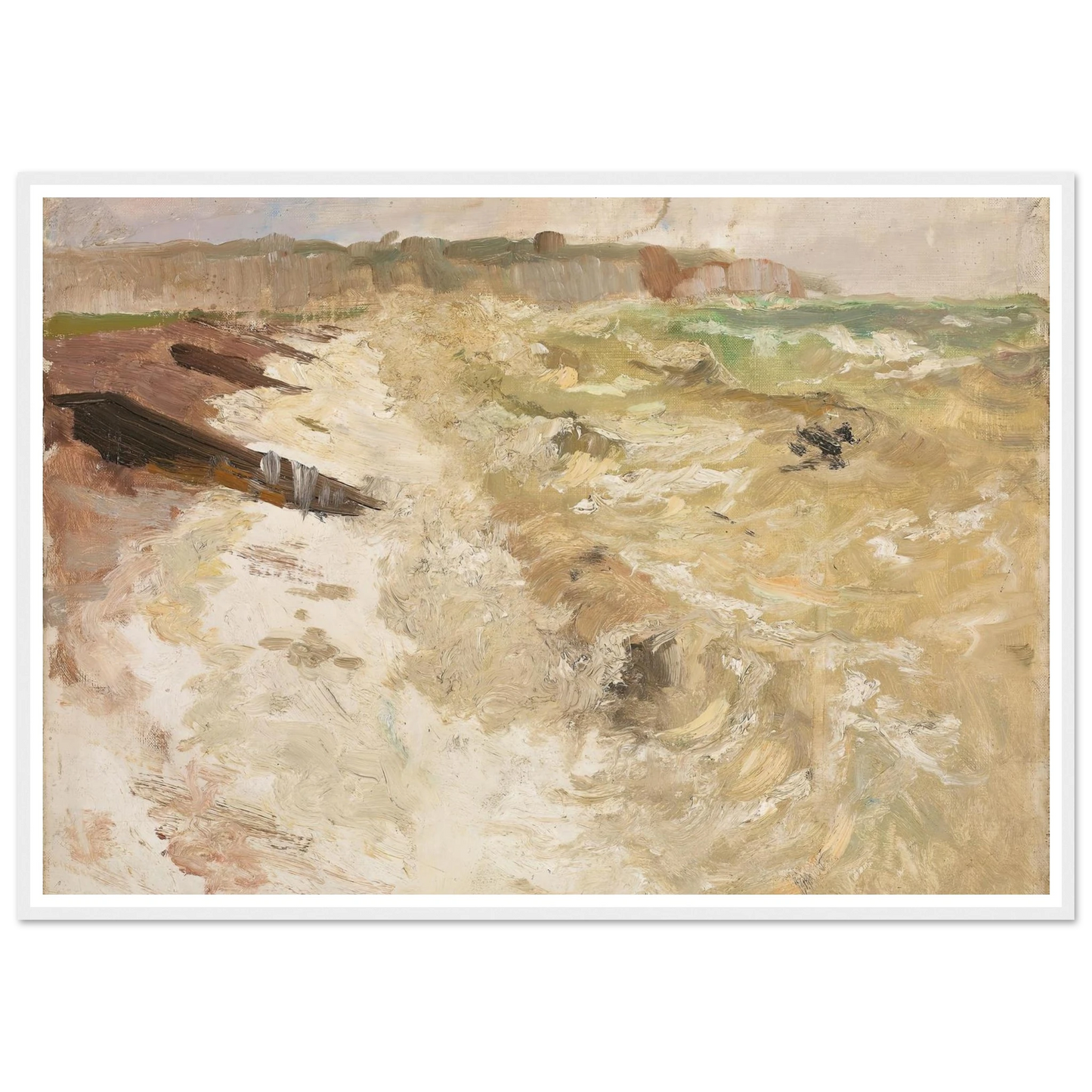 From the Beach at Dieppe (1897) Art Print | Frits Thaulow - Framed Poster - 30x40 cm / 12x16″ - Black frame