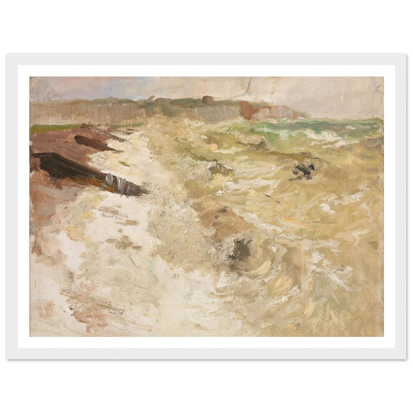 From the Beach at Dieppe (1897) Art Print | Frits Thaulow - Framed Poster - 30x40 cm / 12x16″ - Black frame