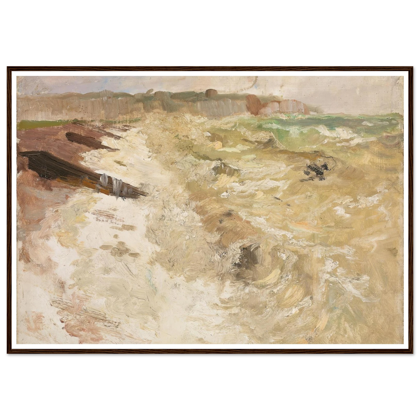 From the Beach at Dieppe (1897) Art Print | Frits Thaulow - Framed Poster - 30x40 cm / 12x16″ - Black frame