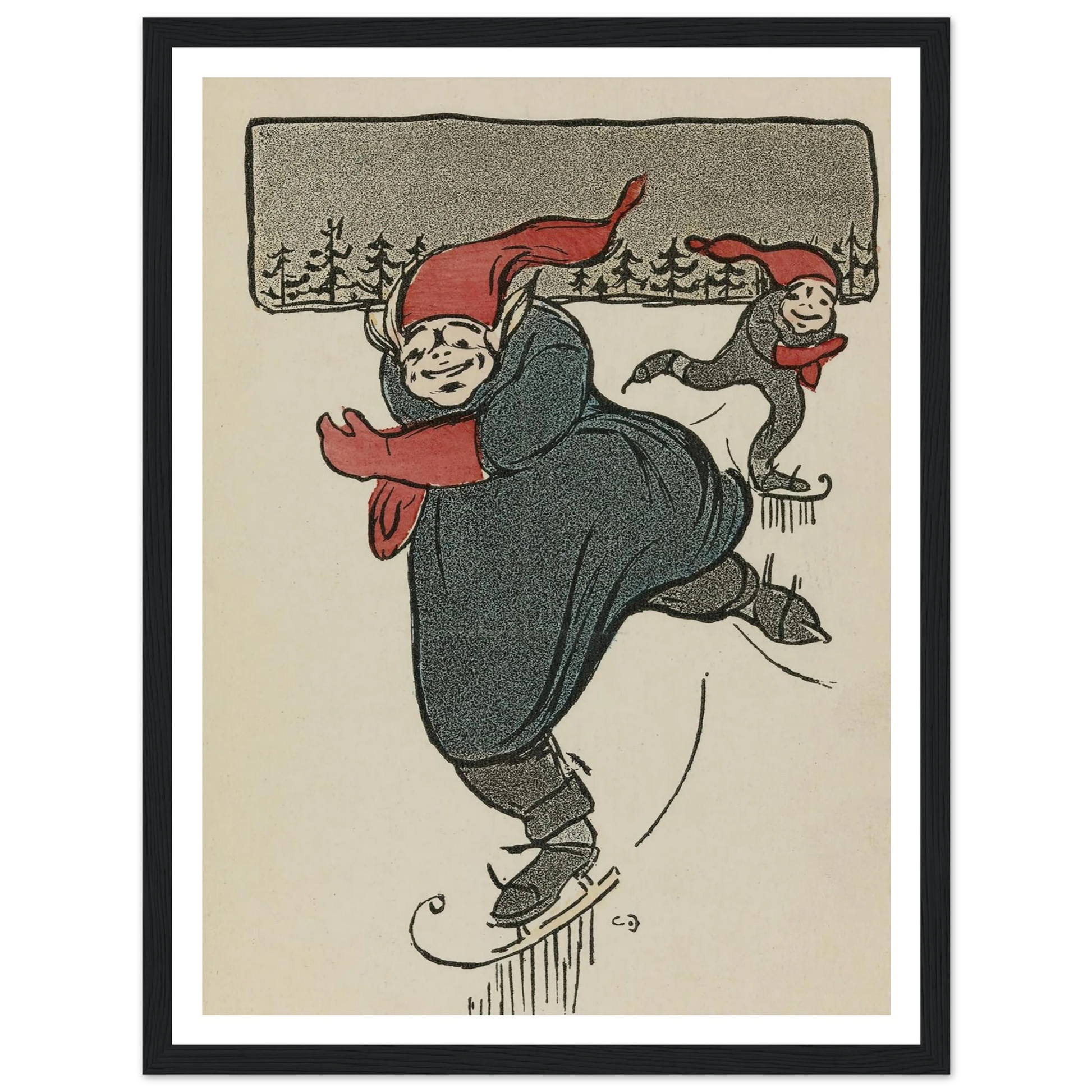 Frozen Pond Skating Serenity - Framed Poster - 30x40 cm / 12x16″ - Black frame