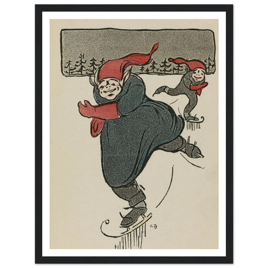 Frozen Pond Skating Serenity - Framed Poster - 30x40 cm / 12x16″ - Black frame