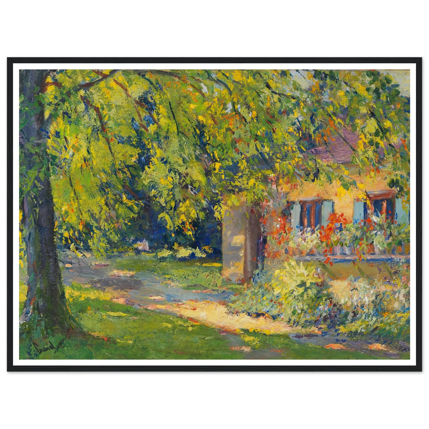 Frühlingsgarten in Starnberg (1920) Art Print | Edward Cucuel - Framed Poster - 30x40 cm / 12x16″ - Black frame