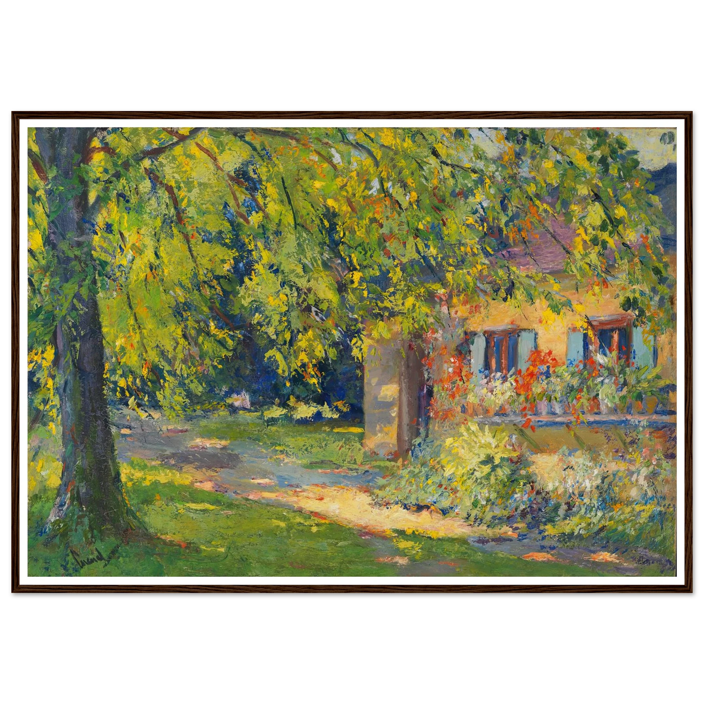 Frühlingsgarten in Starnberg (1920) Art Print | Edward Cucuel - Framed Poster - 30x40 cm / 12x16″ - Black frame