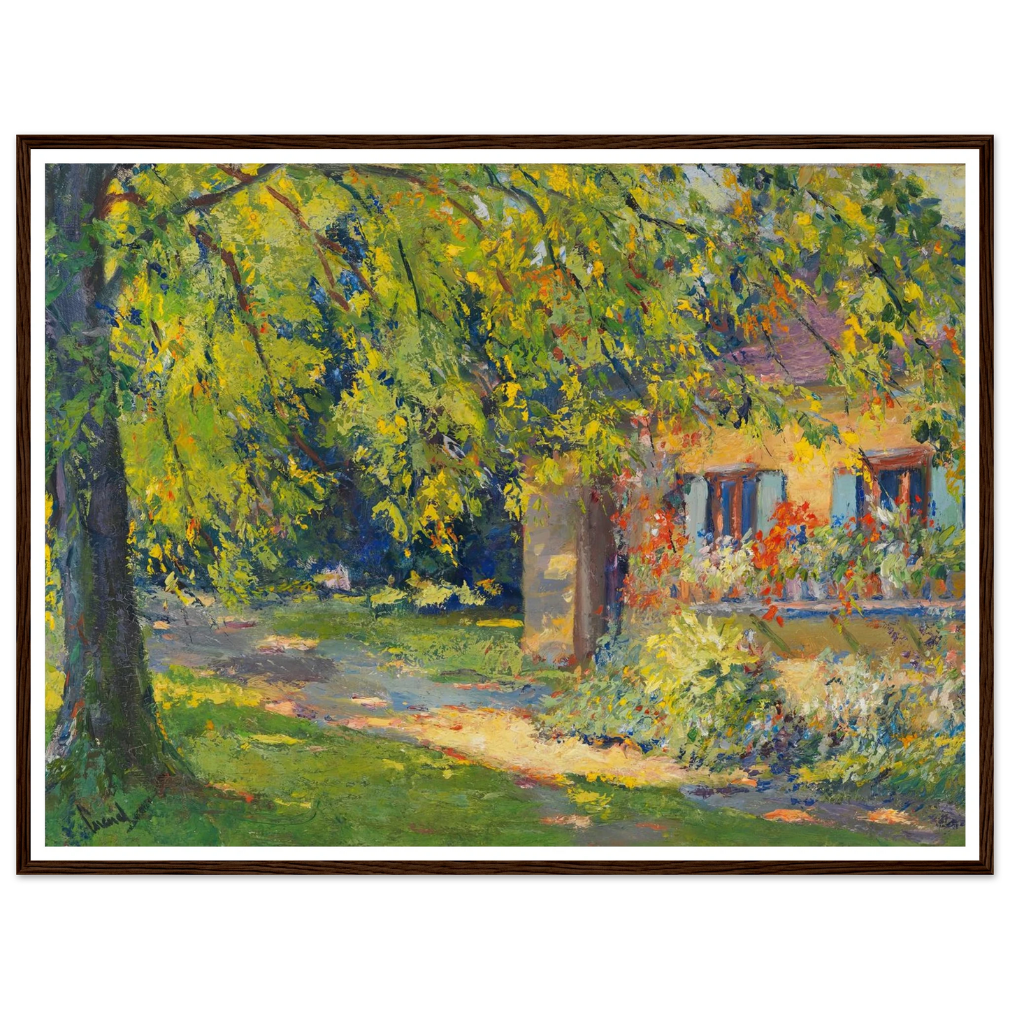 Frühlingsgarten in Starnberg (1920) Art Print | Edward Cucuel - Framed Poster - 30x40 cm / 12x16″ - Black frame