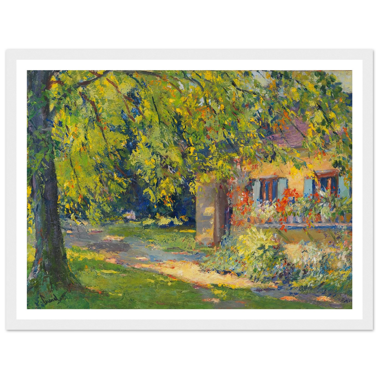 Frühlingsgarten in Starnberg (1920) Art Print | Edward Cucuel - Framed Poster - 30x40 cm / 12x16″ - Black frame