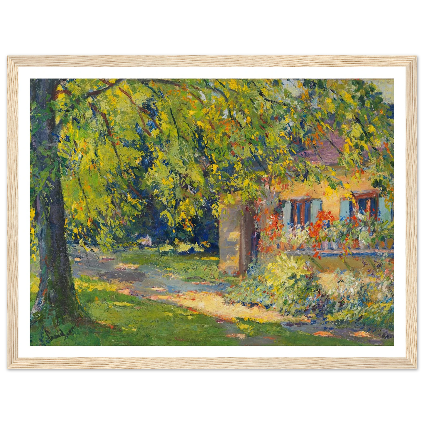 Frühlingsgarten in Starnberg (1920) Art Print | Edward Cucuel - Framed Poster - 30x40 cm / 12x16″ - Black frame