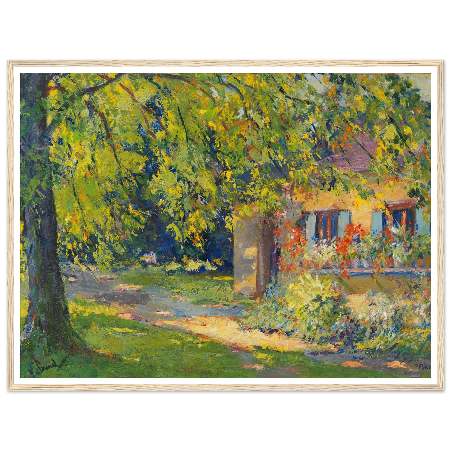 Frühlingsgarten in Starnberg (1920) Art Print | Edward Cucuel - Framed Poster - 30x40 cm / 12x16″ - Black frame