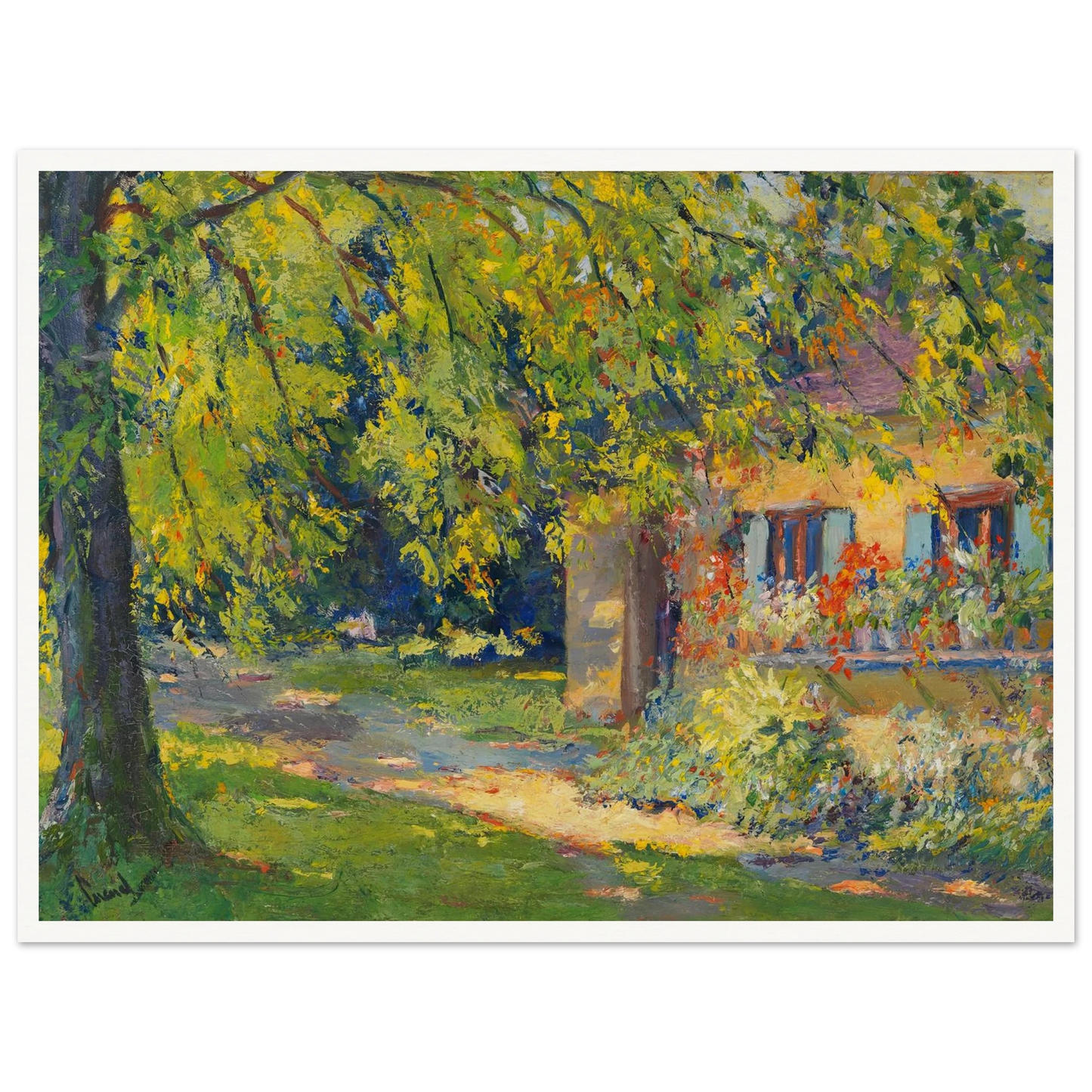 Frühlingsgarten in Starnberg (1920) Art Print | Edward Cucuel - Framed Poster - 30x40 cm / 12x16″ - Black frame