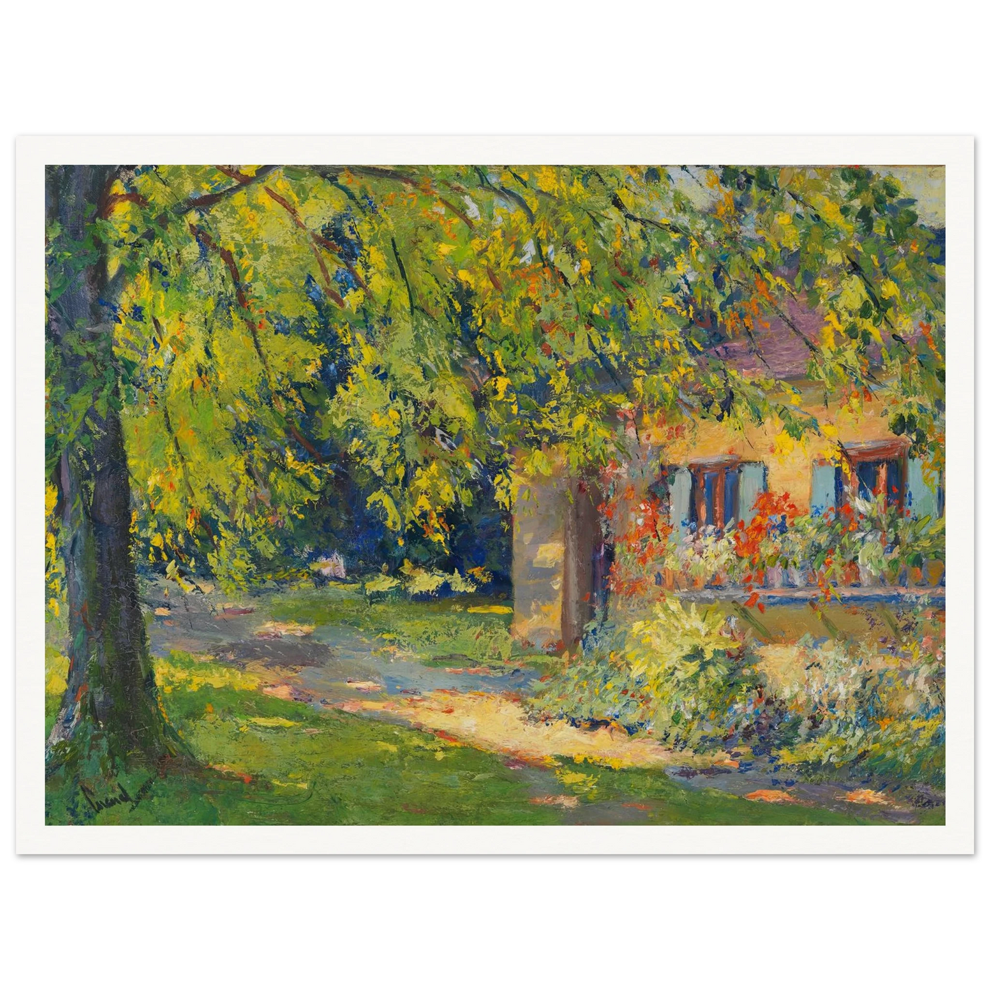 Frühlingsgarten in Starnberg (1920) Art Print | Edward Cucuel - Framed Poster - 30x40 cm / 12x16″ - Black frame