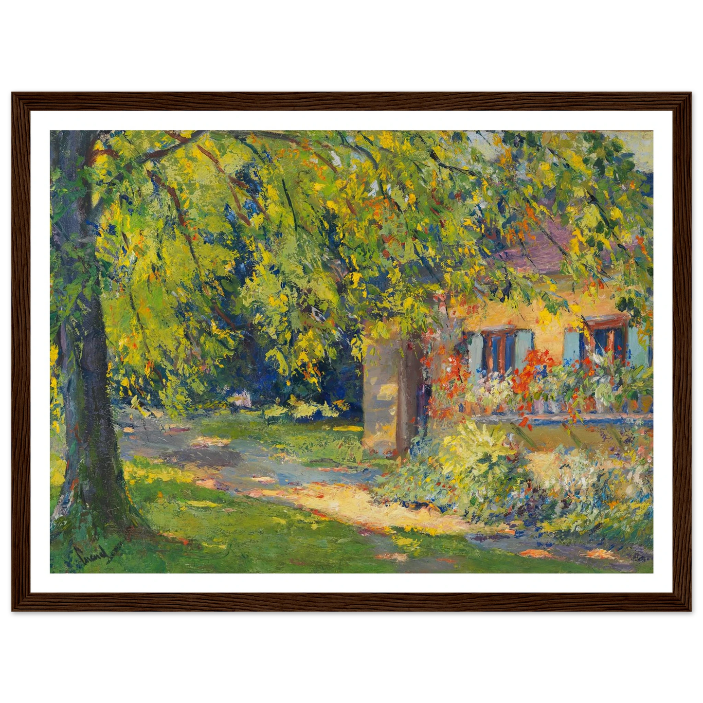 Frühlingsgarten in Starnberg (1920) Art Print | Edward Cucuel - Framed Poster - 30x40 cm / 12x16″ - Black frame
