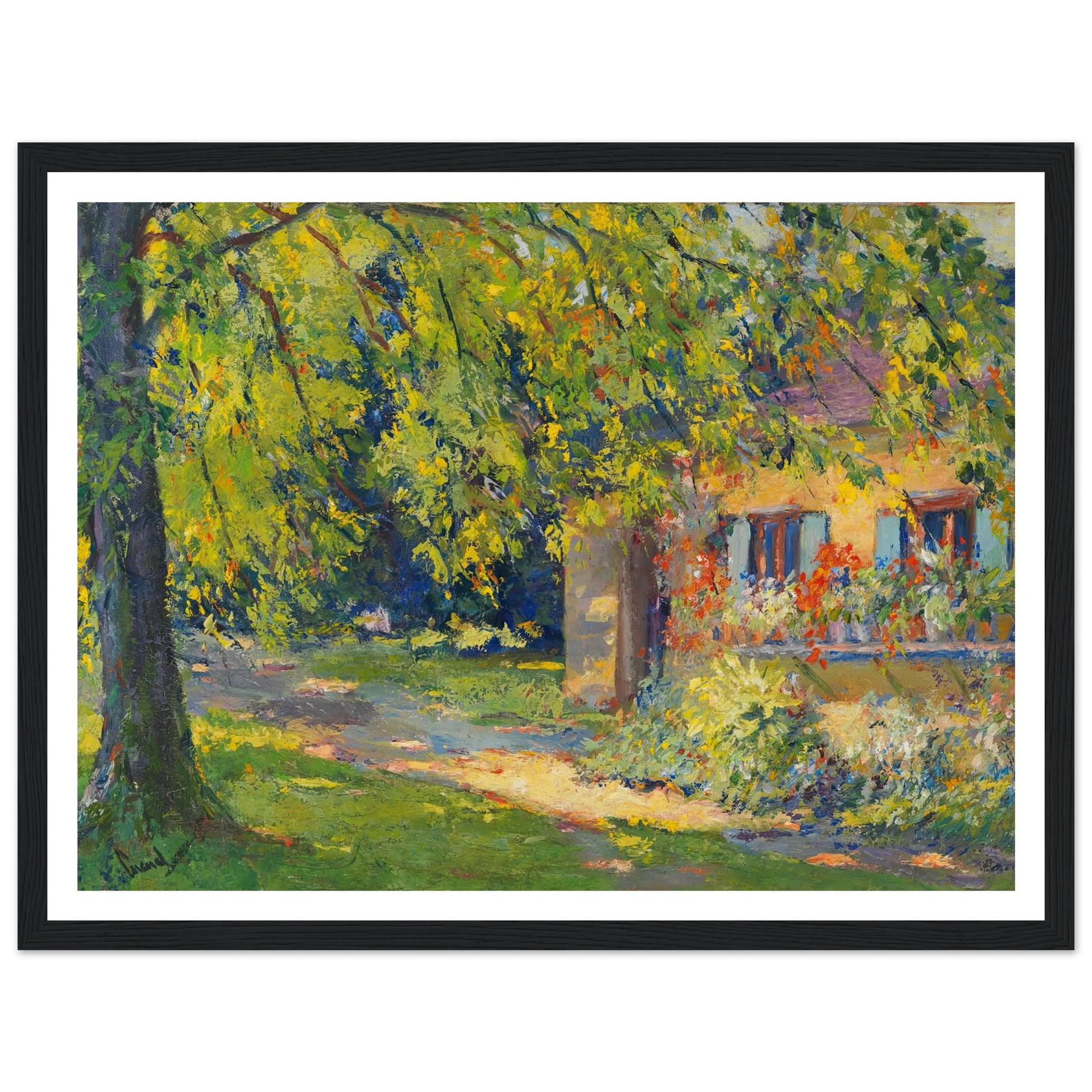 Frühlingsgarten in Starnberg (1920) Art Print | Edward Cucuel - Framed Poster - 30x40 cm / 12x16″ - Black frame