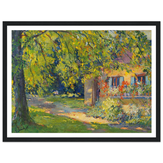 Frühlingsgarten in Starnberg (1920) Art Print | Edward Cucuel - Framed Poster - 30x40 cm / 12x16″ - Black frame