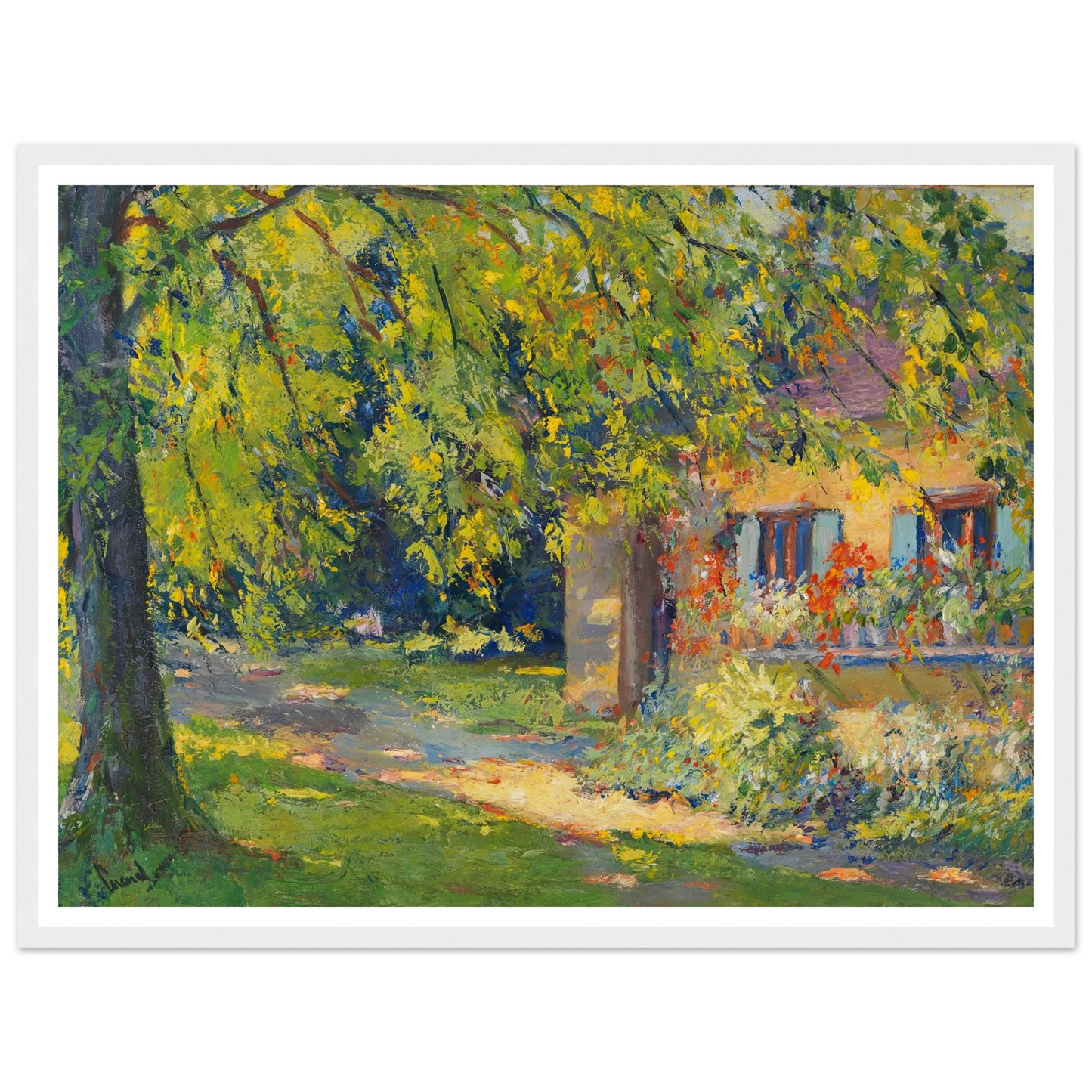 Frühlingsgarten in Starnberg (1920) Art Print | Edward Cucuel - Framed Poster - 30x40 cm / 12x16″ - Black frame