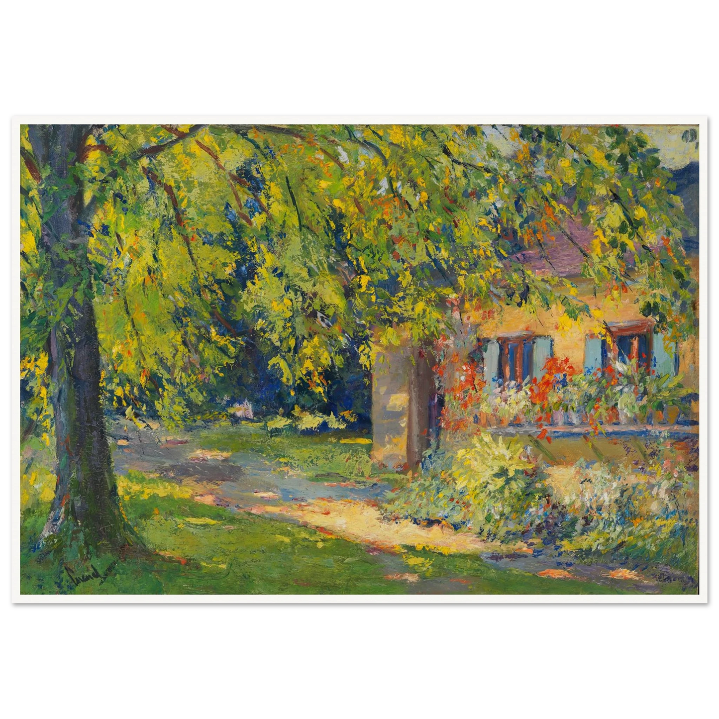 Frühlingsgarten in Starnberg (1920) Art Print | Edward Cucuel - Framed Poster - 30x40 cm / 12x16″ - Black frame