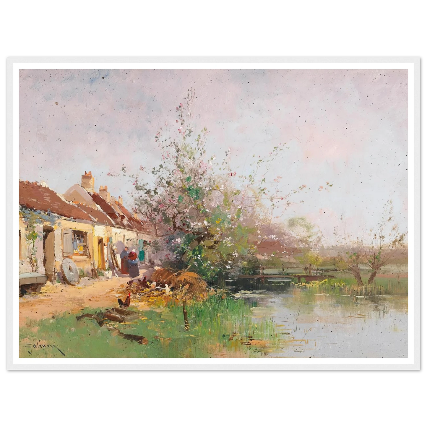 Frühlingstag am Bachufer Art Print | Eugene Galien Laloue - Framed Poster - 30x40 cm / 12x16″ - Black frame