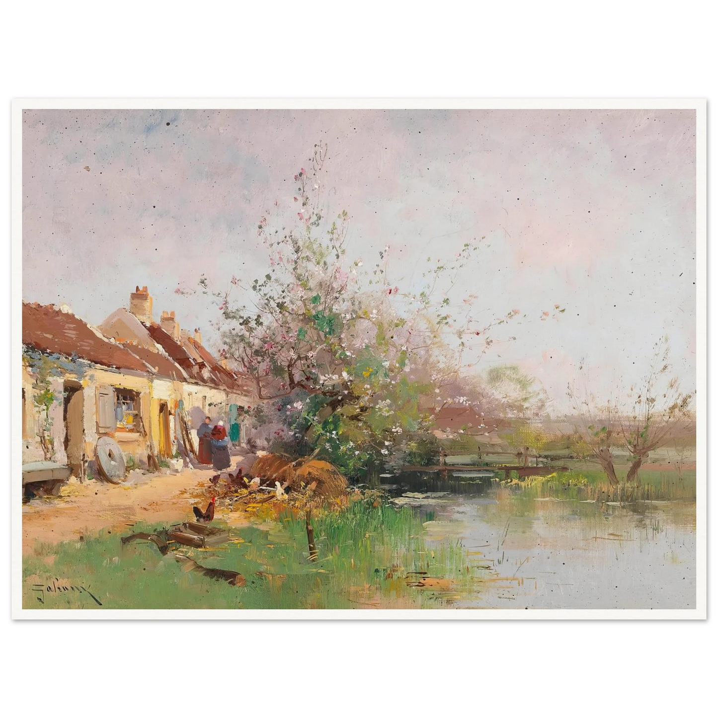 Frühlingstag am Bachufer Art Print | Eugene Galien Laloue - Framed Poster - 30x40 cm / 12x16″ - Black frame